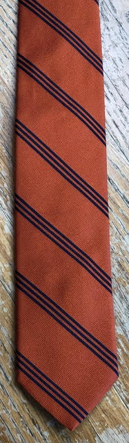 Breuer Orange with Triple Thin Navy Stripes Tie