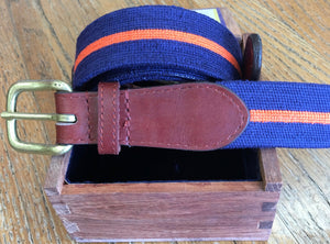 Smathers & Branson Custom Blue and Orange Needlepoint Belt